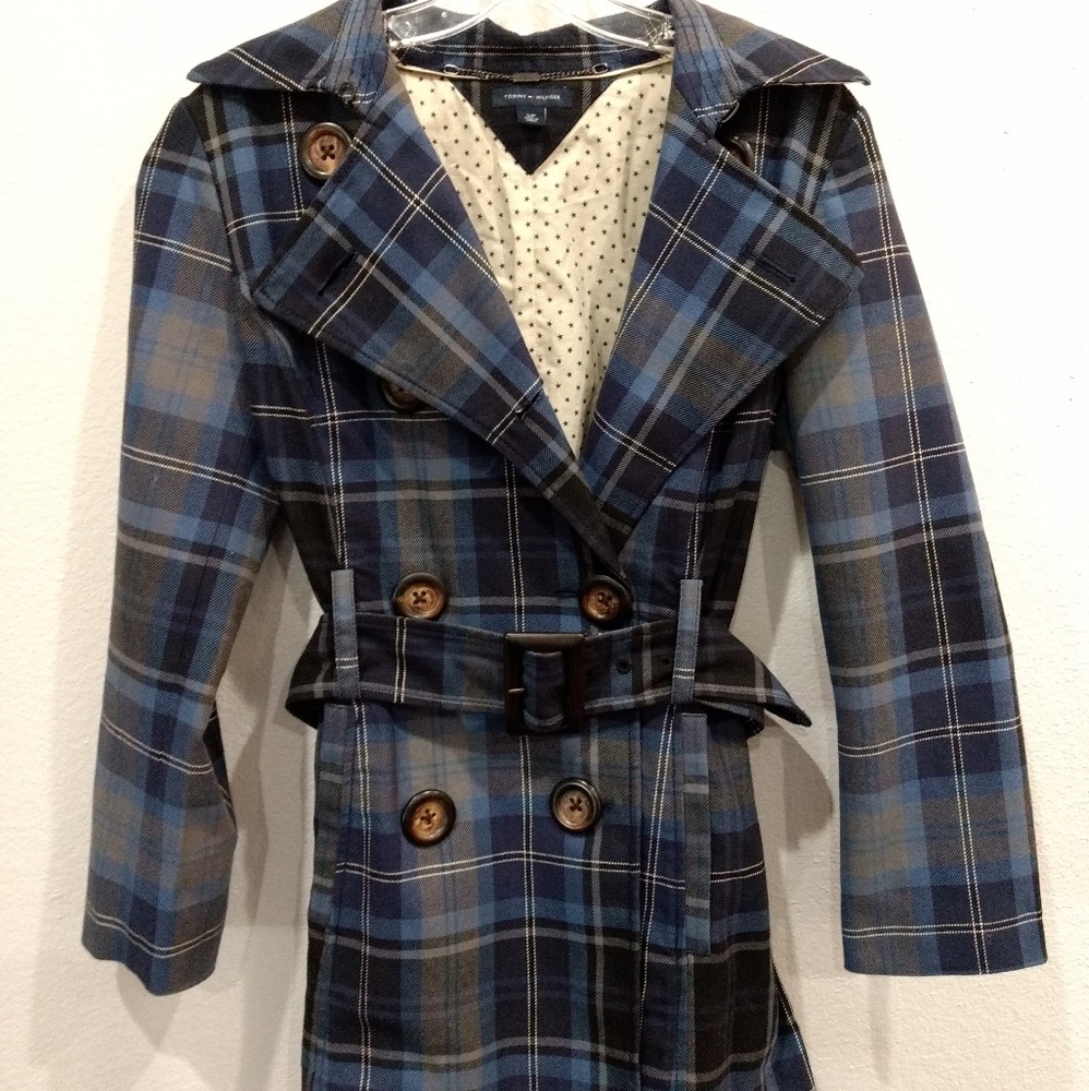 Blue plaid double breasted Tommy Hilfiger Coat